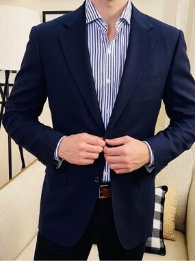 Canali Deep Navy Tapered Blazer | 38